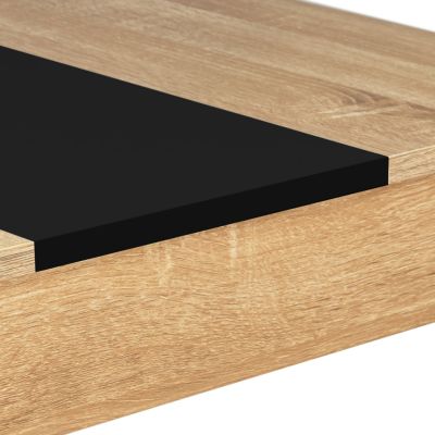 Ensemble table à manger et 2 bancs ROZY 4 personnes façon hêtre et noir 110 cm