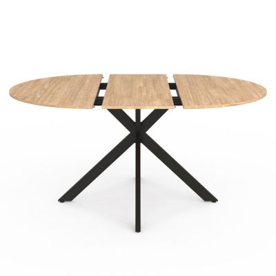 Ensemble table à manger ronde extensible ALIX 110 - 150 cm et 4 chaises MILA en velours gris foncé