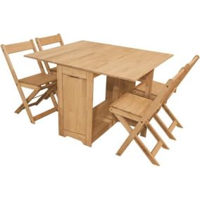 Ensemble Table Pliable et 4 Chaises Salle à Manger en Bois de Pin