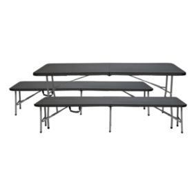 Ensemble Table Pliante avec 2 Bancs 180 cm Restauration Noir Thinia Home