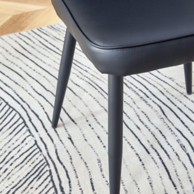 Ensemble table ronde 100 cm noire avec 2 chaises en PU et pieds métal