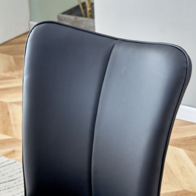 Ensemble table ronde 100 cm noire avec 2 chaises en PU et pieds métal