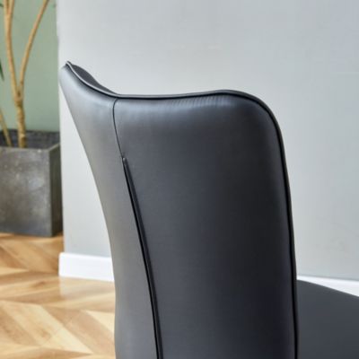 Ensemble table ronde 100 cm noire avec 2 chaises en PU et pieds métal
