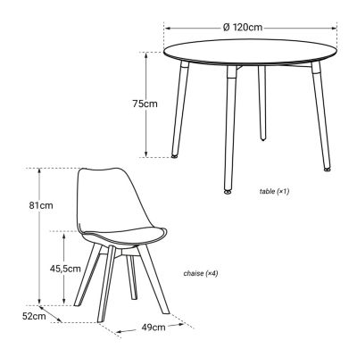 Ensemble table ronde 120cm MARTHA et 4 chaises NORA blanc - HAPPY GARDEN