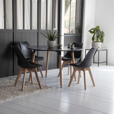 Table à manger ronde 120cm Jenna aspect marbre table ronde noire