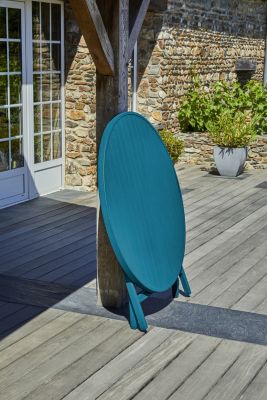 Ensemble table ronde et 4 chaises de jardin Marius aluminium bleu canard City Garden