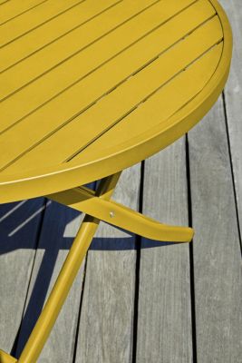 Ensemble table ronde et 4 chaises de jardin Marius aluminium moutarde City Garden
