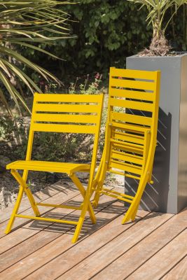 Ensemble table ronde et 4 chaises de jardin Marius aluminium moutarde City Garden