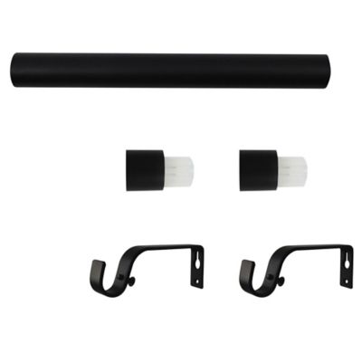 Tringle Noir Moderne 16mm Tringle à Rideau Extensible Metablo - Montage Mural Ou Plafond - Noir 120-210 Cm - Kit Complet 2 En 1 - Facile à Installer Tringle Rideau Complète