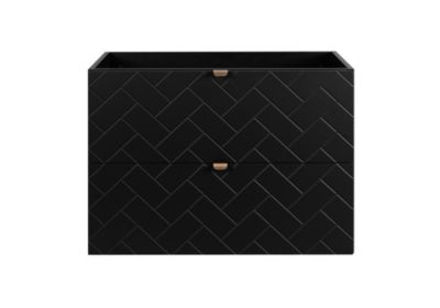 Ensemble un meuble sous vasque 160 cm avec le plan CHÊNE et une colonne 35/136 cm à suspendre MADIS NOIR