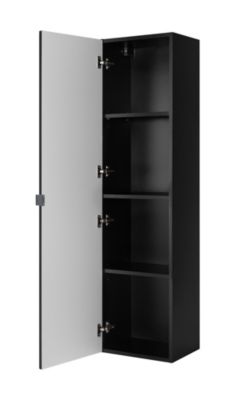 Ensemble un meuble sous vasque 160 cm avec le plan CHÊNE et une colonne 35/136 cm à suspendre MADIS NOIR