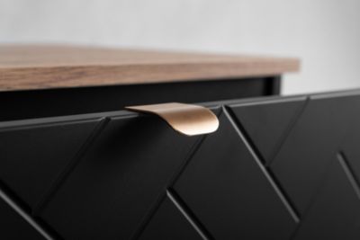 Ensemble un meuble sous vasque 160 cm avec le plan CHÊNE et une colonne 35/136 cm à suspendre MADIS NOIR