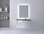 Ensemble Vague L.104 cm meuble sous vasque à suspendre blanc brillant + complément gauche + plan vasque verre noir mat