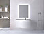 Ensemble Vague L.104 cm meuble sous vasque blanc mat à suspendre + complément gauche + plan vasque verre noir mat