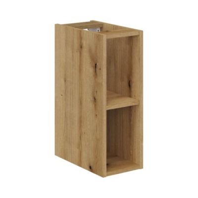 Ensemble VANO chene clair 120cm : meubles sous vasque à tiroirs avec niches visibles et plan pour vasque et vasque à poser ovale
