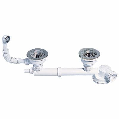 Ensemble vidage 2 cuves ø 90 extra-plat Wirquin Espace