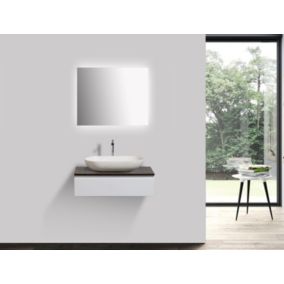 Ensemble Vision 700 blanc mat, Sans miroir, Avec cache supplémentaire blanc, Avec vasque à poser O-540 mat