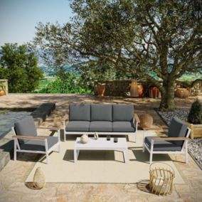 Ensembles canapés, fauteuils et tables de jardin avril paris aluminium gris 4 pieces 80 x 198 x 74 5 personnes