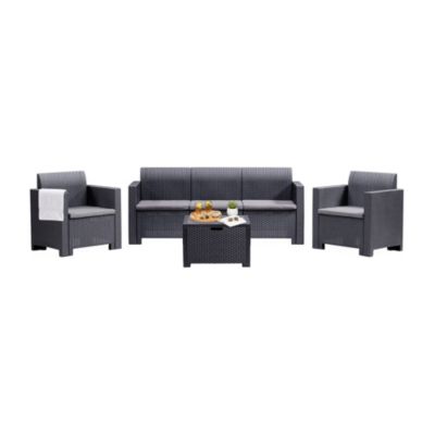 Ensembles canapés, fauteuils et tables de jardin DMORA polypropylene gris 5 personnes