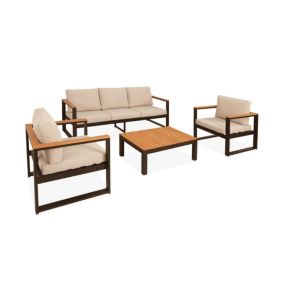 Ensembles canapés, fauteuils et tables de jardin SWEEEK aluminium noir 4 pieces 90.0 x 60 x 35.0 5 personnes