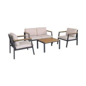Ensembles canapés, fauteuils et tables de jardin sweeek gris 4 personnes aluminium 75 x 128 x 74.5 4 pieces