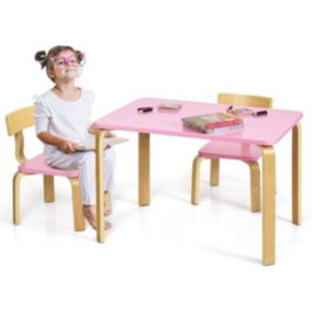 Ensembles de Tables et Chaises en Bois Meuble Bebe Ergonomique Inclus 2 Chaises Table Carree Rose