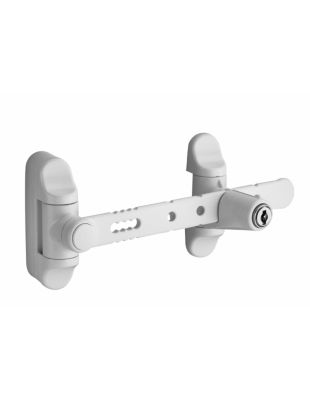 Entrebailleur à clé pour fenêtre 1 à 2 vantaux, 158mm, laqué blanc, 2 clés - THIRARD