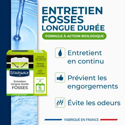 Entretien longue durée 6 mois fosses septiques Starwax 500g