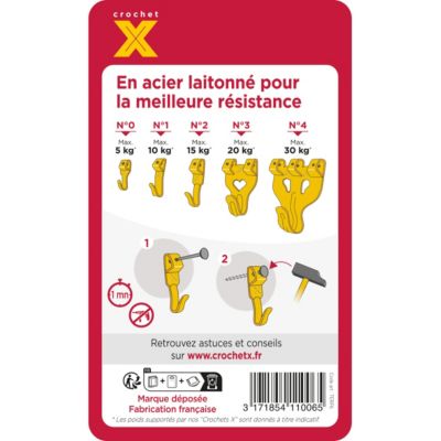 Épingle de rechange en acier et tête en laiton inarrachable Le Crochet X vendue par 12 pièces