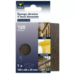 Eponge abrasive 4 faces 100 x 68 mm grain 120
