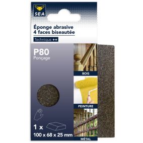 Eponge abrasive 4 faces 100 x 68 mm grain 80