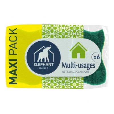 Éponge grattante multi-usages maxi pack x6 Élephant
