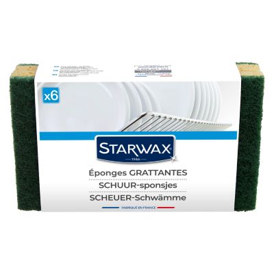 Éponge grattante pour les surfaces peu fragiles, Starwax vendue par 6 pièces