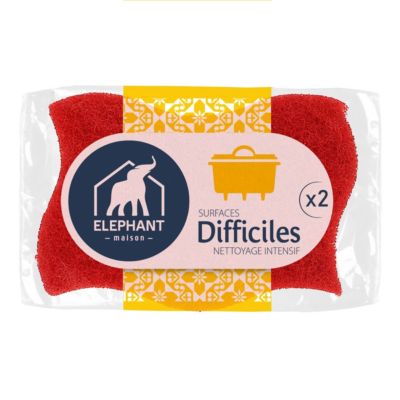 Éponge grattante surfaces difficiles x2 Élephant