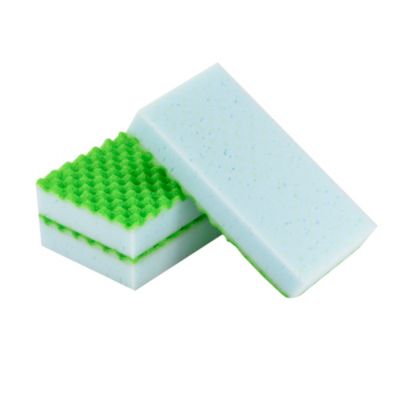 Éponge synthétique abrasive L.11 x l.6,5 x 2,4 cm blanc et vert vendue par 3 pièces