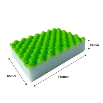 Éponge synthétique abrasive L.11 x l.6,5 x 2,4 cm blanc et vert vendue par 3 pièces