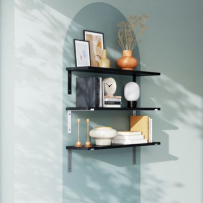 Équerre droite en acier blanc GoodHome Elgar H. 15,2 x P. 20 cm