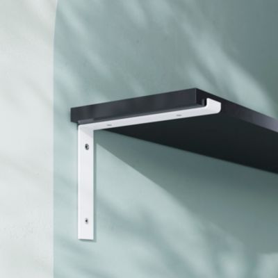 Équerre droite en acier blanc GoodHome Elgar H. 15,2 x P. 20 cm