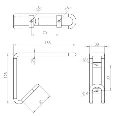 Équerre filaire 2 en 1 à visser l. 15,8 cm Cime métal noir vendue par 2