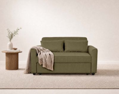 Ernest - Canapé droit 2 places convertible en velours côtelé - Best Mobilier