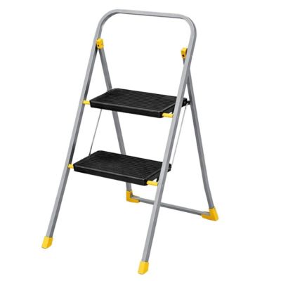 Escabeau 2 marches pliable Charge 150kg Marche-pied Pliable Pieds anti-dérapants Bricolage Maison Chantier INTEC