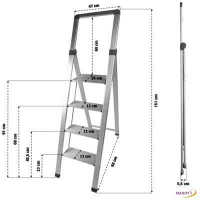 Escabeau 4 marches alu pro extra-slim