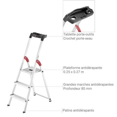 Escabeau 7 marches - Hauteur max. de travail 3.50m - 8507-001