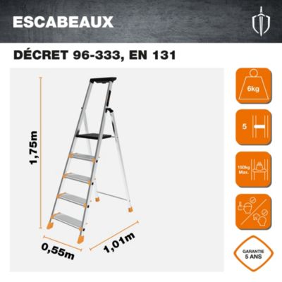 Escabeau aluminium 5 marches Magnusson