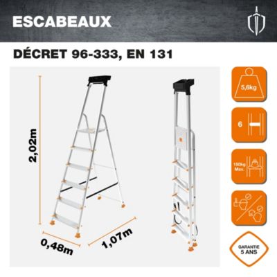 Escabeau aluminium 6 marches Magnusson