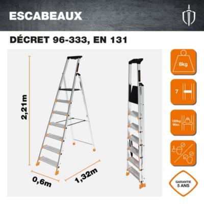 Escabeau aluminium 7 marches Magnusson