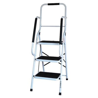 Escabeau Bm Médical ESC-3-MC avec main courante, 3 marches - Échelle multi-usage intérieur et à l'extérieur