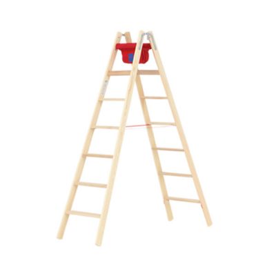 Escabeau bois 2x7 marches - Hauteur atteignable 2.70m - 71499/2X7