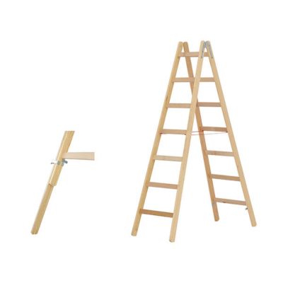 Escabeau bois double 2x7 échelons - Hauteur max. de travail 3.00m - 71410/2X7/79640