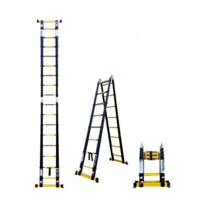 Escabeau-échelle télescopique Woerther 3m80/1m90 avec double barres stabilisatrices